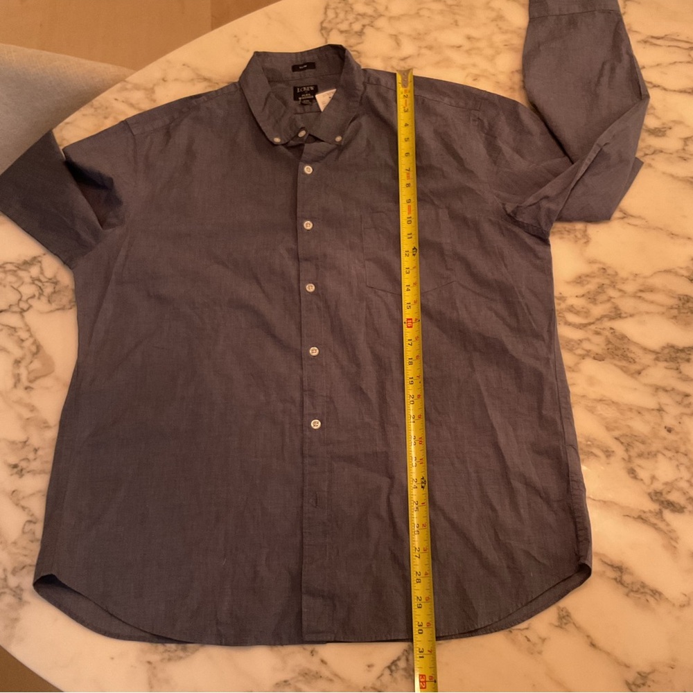 NWT JCREW Mens Blue Button Down Slim Flex shirt Sz XXL - missing last button - Picture 4 of 7